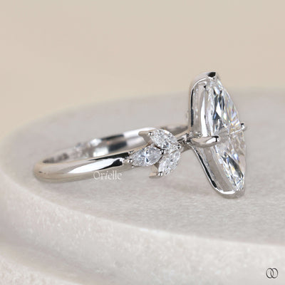 Handmade ring crafted as marquise engagement ring