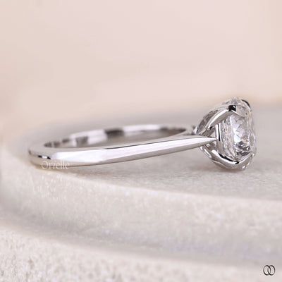 Unique setting round diamond solitaire engagement ring in white gold
