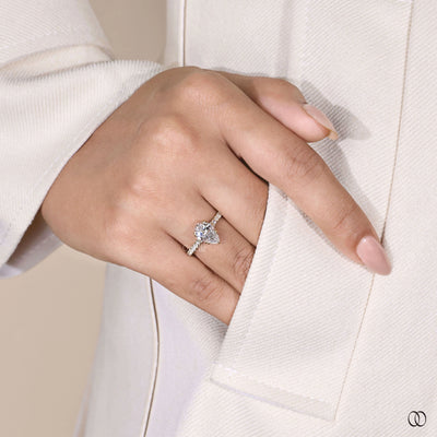Handmade ring crafted as pear cut engagement ring