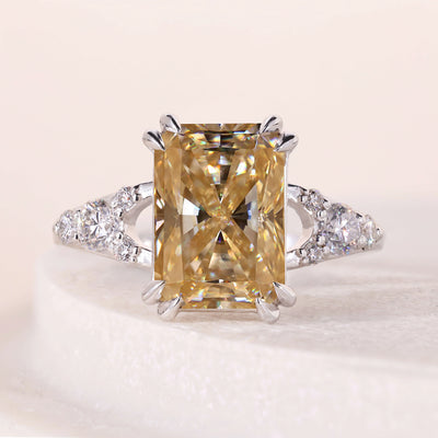 radiant cut engagement ring yellow moissanite ring