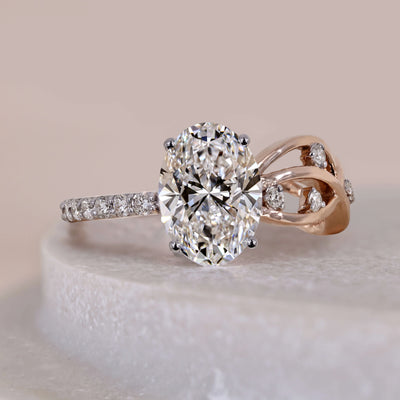 oval diamond engagement ring two tone design