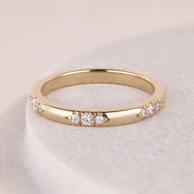 round cut wedding band flush set diamond band