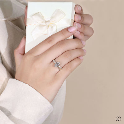 Unique marquise cut diamond ring with yellow gold band