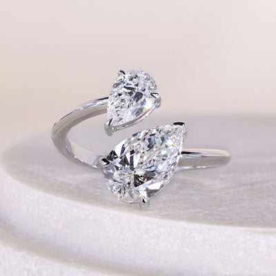 pear cut diamond ring toi et moi style ring