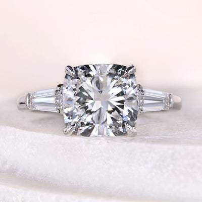 cushion cut engagement ring tapered baguette ring