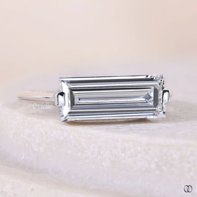 white gold ring baguette cut diamond solitaire ring