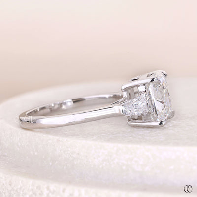 lab grown diamond ring cushion cut engagement ring
