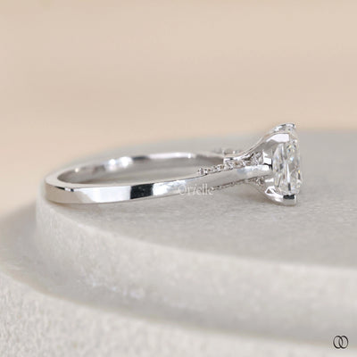 Designer engagement ring showcasing princess diamond cut
