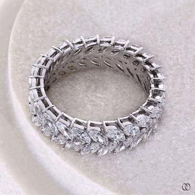 elegant white gold marquise diamond wedding band design