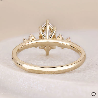 Yellow gold marquise diamond ring with handmade engagement design