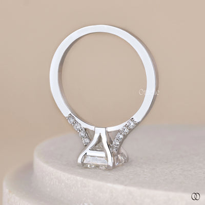Princess engagement ring with hidden side stone detail