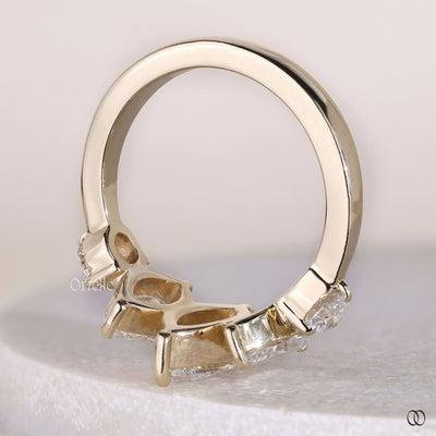 marquise diamond ring 5 stone yellow gold ring
