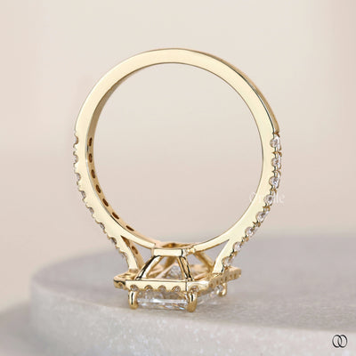 Handmade ring crafted as radiant cut diamond ring