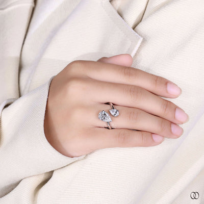 toi et moi diamond ring white gold 2 stone ring
