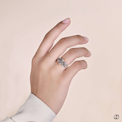 yellow gold ring 5 stone diamond side stone ring
