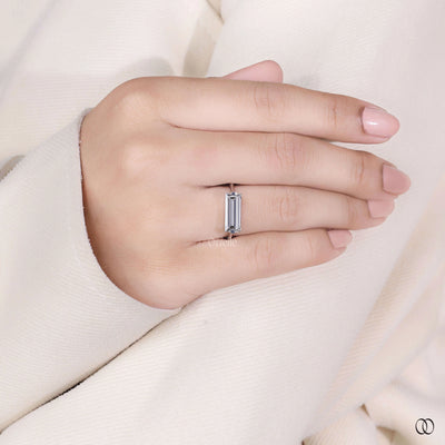 solitaire diamond ring baguette cut white gold ring