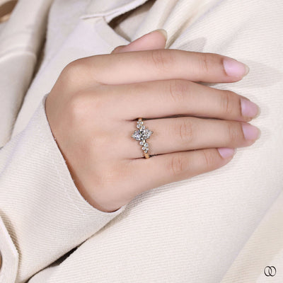 Nature Inspired Marquise Lab Diamond Engagement Ring