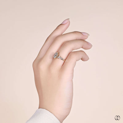 Handmade marquise diamond engagement ring with prong setting