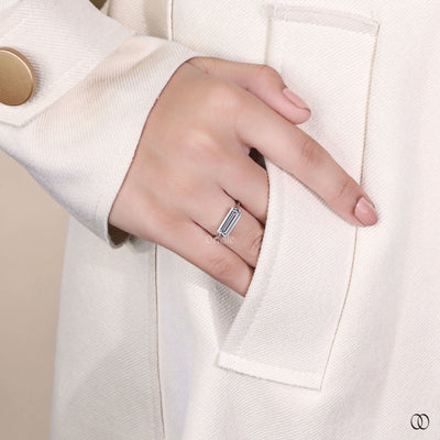 baguette diamond ring white gold bar set design