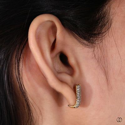 simple earrings yellow gold diamond huggies