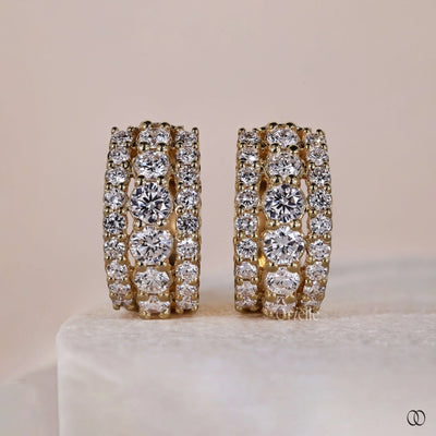 14k yellow gold diamond huggie earrings