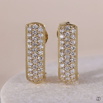 round diamond hoop earrings yellow gold style
