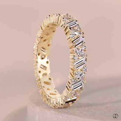 yellow gold multi shape wedding band design