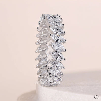 two delicate prong marquise eternity band