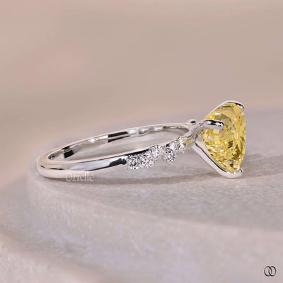 side stone engagement ring heart diamond ring