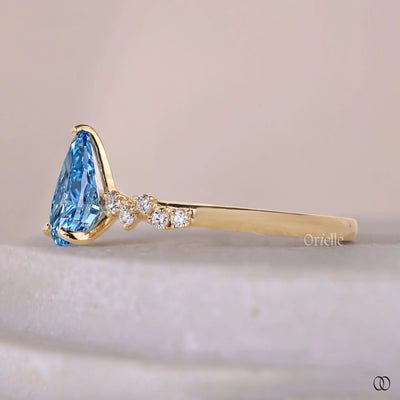 zigzag pave ring blue diamond engagement