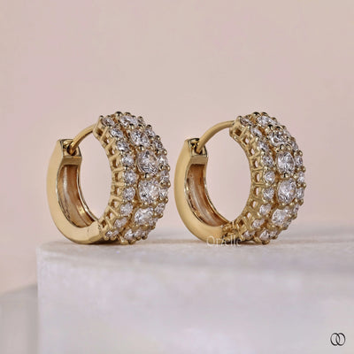 round diamond huggie hoop earrings gold