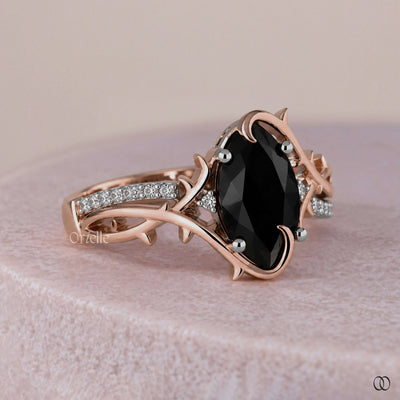 marquise cut engagement ring black moissanite