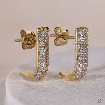earring prongs pave huggie hoop setting