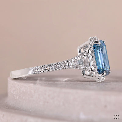 pave style ring blue diamond engagement ring