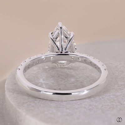 Unique Pave Style Pear Shaped Diamond Engagement Ring