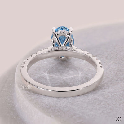 prong setting ring blue diamond engagement