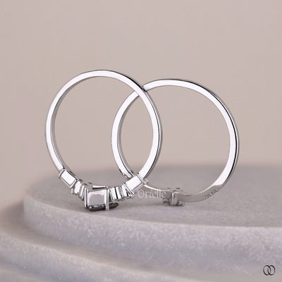 Salt & Pepper Kite Cut Ring With Tiara Round Brilliant Wedding Band