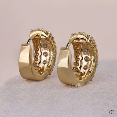 simple earrings yellow gold diamond huggies