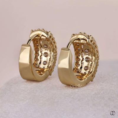 classic diamond huggie hoop earrings