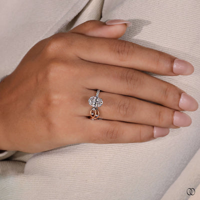 prong setting ring oval diamond rose gold