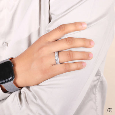 handmade band textured men wedding band