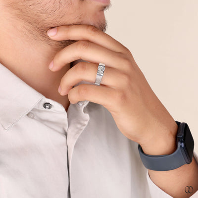 unique radiant cut men's wedding band