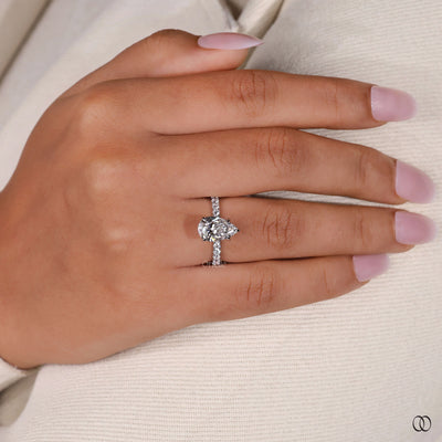 Unique Pave Style Pear Shaped Diamond Engagement Ring