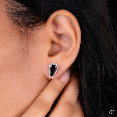 unique setting coffin cut earrings