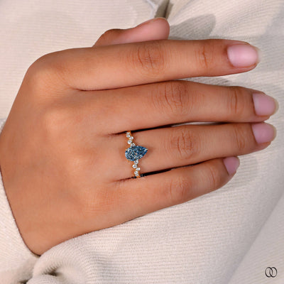 yellow gold ring blue diamond engagement ring