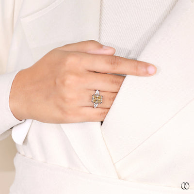 radiant cut ring with side stone accents