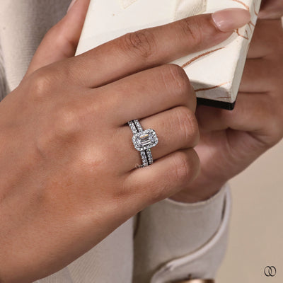 handmade bridal set halo diamond engagement ring