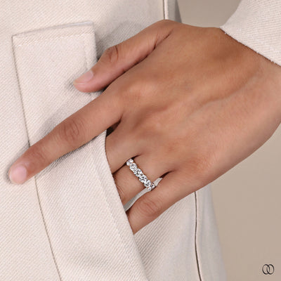 Handmade wedding band with refined diamond detailing