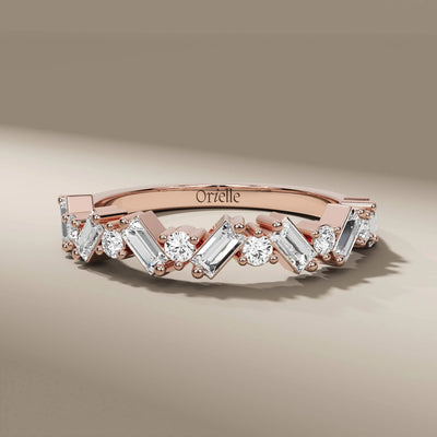 Designer yellow gold diamond band with unique eternity style