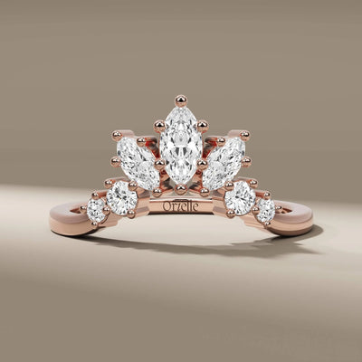 Unique tiara wedding band with round and marquise diamond accents
